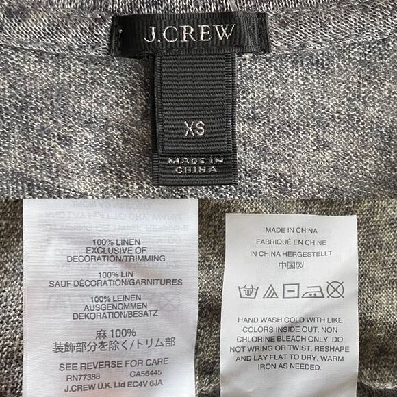 J. CREW Linen Sleeveless Tank Top Pom Poms Grey Black XS - Picture 6 of 8